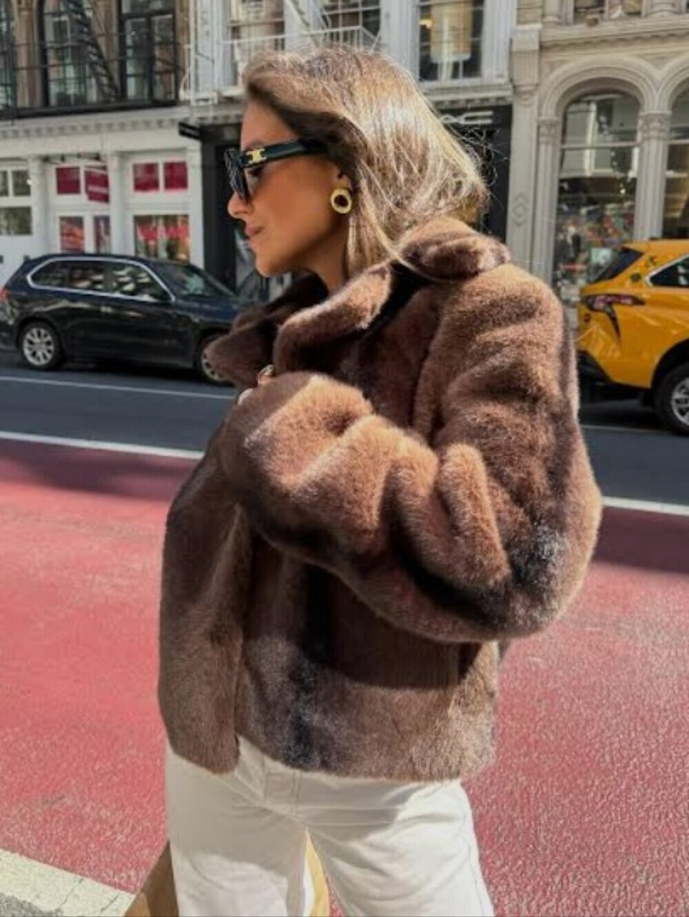 Zara Short Faux Fur Bomber Jacket - Picture 2 of 8